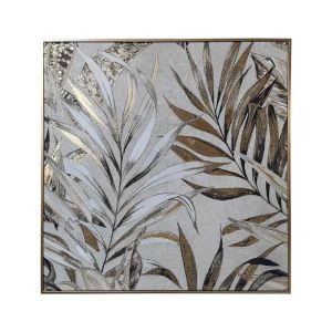 КАРТИНА ВЪРХУ ПЛАТНО С ПЛАСТМАСОВА РАМКА FL251381 ЗЛАТИСТО-БЯЛО-БЕЖОВО 50X3X50СМ