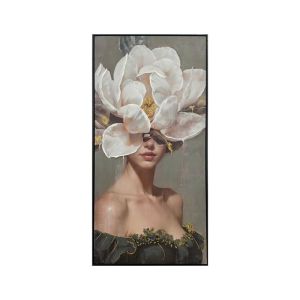 КАРТИНА НА ПЛАТНО ЖЕНА С ЦВЕТЯ 37069 ЧЕРНО-СИВО-БЯЛО 60X4X120СМ