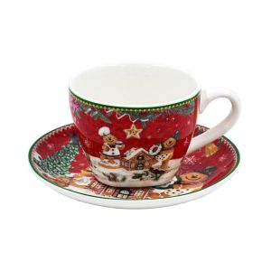 КОЛЕДЕН КОМПЛЕКТ ОТ 2 ЧАШИ С ЧИНИЙКА FL016 ДЖИНДЖИФЕНОВ ЧОВЕЧЕ 8X6СМ