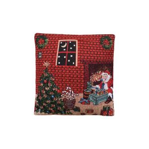 КОЛЕДНА ДЕКОРАТИВНА ВЪЗГЛАВНИЦА FL025 ЧЕРВЕН ЦВЯТ 44X44X10СМ