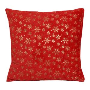 КОЛЕДНА ДЕКОРАТИВНА ВЪЗГЛАВНИЦА СНЕЖИНКА ЧЕРВЕН ЦВЯТ