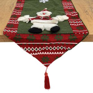 КОЛЕДНА ДЕКОРАТИВНА НАПРЕЧНА ЛЕНТА СНЕЖЕН ЧОВЕК FL034 ЗЕЛЕН ЦВЯТ 32X150СМ