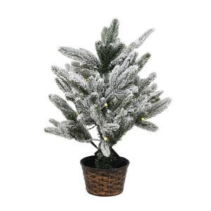 КОЛЕДНА ЕЛХА, ОСВЕТЕНА В ЗЕЛЕНО СЪС СИВА ОСНОВА 45 СМ