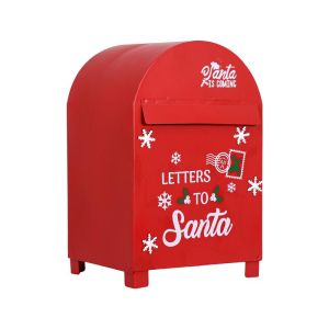 КОЛЕДНА МЕТАЛНА ДЕКОРАТИВНА ПОЩЕНСКА КУТИЯ FL025 ЧЕРВЕНО-БЯЛА 23X20X36СМ