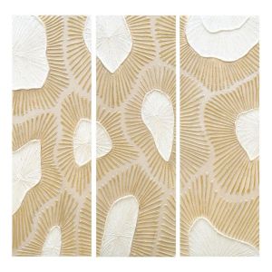 КОМПЛЕКТ ОТ 3 КАРТИНКИ ВЪРХУ ПЛАТНО FL25490 БЕЖОВО-БЯЛО-ЗЛАТИСТО 30X3X90СМ