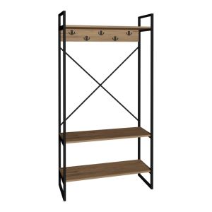 МЕБЕЛ ЗА АНТРЕ LEVENTO, ДЪБ, С ЧЕРНА МЕТАЛНА РАМКА, 88X34X180 СМ