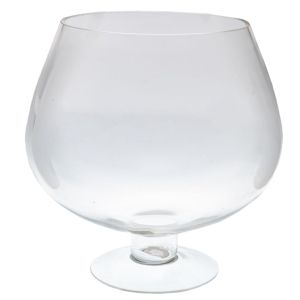 ПРОЗРАЧНА СТЪКЛЕНА ВАЗА С ЦВЕТЕН КАПАК, 25X27 СМ