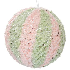 РОЗОВО ЗЕЛЕНА КОЛЕДНА ВИСУЛКА ТОПКА 12 СМ