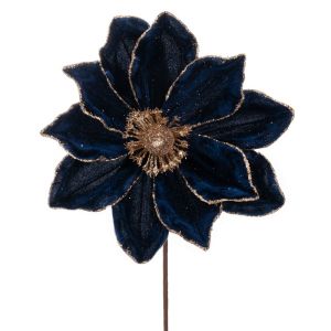 СТЪБЛО НА МАГНОЛИЯ В СИНЬО КАДИФЕ, 60 СМ