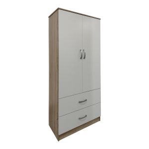 ГАРДЕРОБ С ДВЕ ВРАТИ И 2 ЧЕКМЕДЖЕТА LEGO В ЦВЯТ SONOMA-WHITE 80X42X180СМ