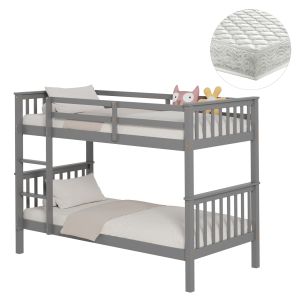 ДВУЕТАЖНО ЛЕГЛО С 2 МАТРАКА LANTAI HM21307.02 БОРОВА ДЪРВЕСИНА В СИВО--ЗА МАТРАЦИ 90X190СМ