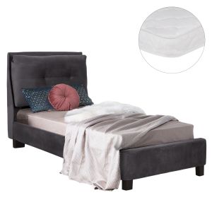 ЛЕГЛО С МАТРАК RILEY HM21282.01 СИВО КАДИФЕ -- ЗА МАТРАК 90X200СМ