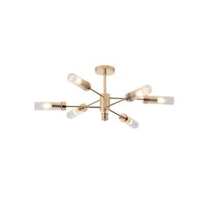 ПОЛИЛЕЙ МЕТАЛ-СТЪКЛО 6 ЛАМПИ 6XE14 МАКС. 8W Φ830X330 ММ ФРЕНСКО ЗЛАТО ARTE ILLUMINA ВИНИЛ