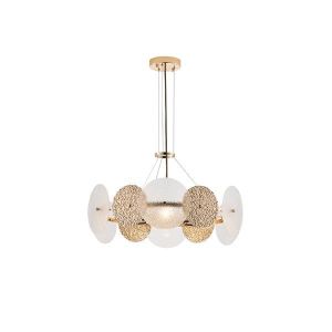 ПОЛИЛЕЙ МЕТАЛ-СТЪКЛО 6XE14 MAX8W Φ560MM ЗЛАТИСТИ ARTE ILLUMINA GLOW