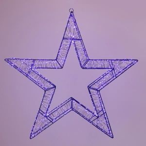 СВЕТЕЩА ЗВЕЗДА 50 СМ, 1200 LED, 31V АДАПТЕР, ТАЙМЕР, ЧЕРНА МЕТАЛНА РАМКА, ЧЕРНА МЕДНА ЖИЦА, ЛИЛАВ LED, ЗАХОДЕН ЖИЛ 5 М, IP44
