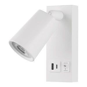 СТЕННА ЛАМПА ЗА ЧЕТЕНЕ ЗА ЛЕГЛО С USB TYPE C 5W 450LM 3000K 150X80X145MM БЯЛА ARTE ILLUMINA ЗАРЕЖДАНЕ