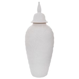 БЯЛА КЕРАМИЧНА ВАЗА С КАПАК 17X44 СМ