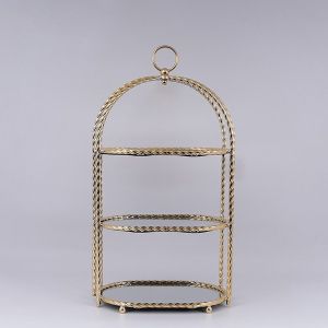 ДЕКОРАТИВЕН МЕТАЛЕН ПОДНОС С ОГЛЕДАЛО, ЗЛАТЕН 22X32X60СМ