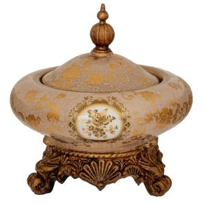 ДЕКОРАТИВНА КУПА ОТ ПОЛИРЕЗИН С КАПАК 18X19 СМ