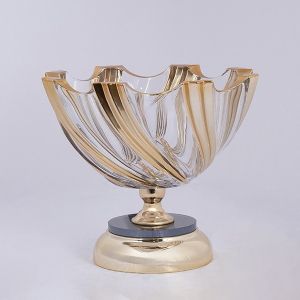 ДЕКОРАТИВНА ФРУКТИЕРА С МЕТАЛНИ АКЦЕНТИ, ЗЛАТИСТ, 24X26СМ