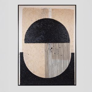 КАРТИНА АБСТРАКТНА БАЛАНС С ЧЕРНО - БЕЖОВО 100X140СМ