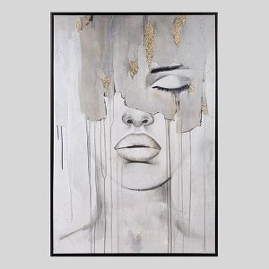 КАРТИНА С ЖЕНСКО ЛИЦЕ, БЕЖОВА 80X120СМ