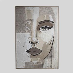 КАРТИНА С ЖЕНСКО ЛИЦЕ, БЕЖОВО-КАФЯВО 80X120СМ