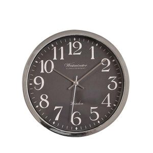 СТЕНЕН ЧАСОВНИК ПЛАСТМАСА ЧЕРЕН - СРЕБЪРЕН 22X3.8X22СМ