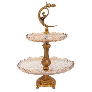 СТЪКЛЕНА ДВУЕТАЖНА ЧИНИЯ С МЕТАЛНА ОСНОВА 22X31X50 СМ