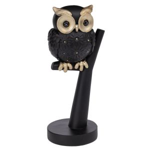 ЧЕРНА МАТОВА ПОЛИРЕЗИНОВА СОВА НА КЛОН 10X8X22СМ