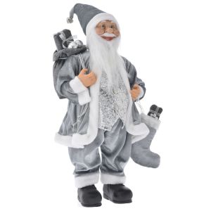ДЯДО КОЛЕДА СИВ ПЛЮШ CLOTHES CARRYING GIFTS 80CM