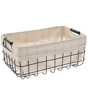 Черен метален панер 34X21X15 CM с текстилна подплата