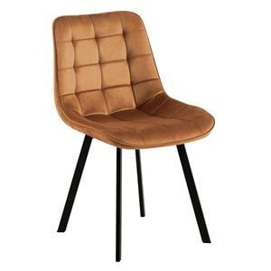 MYRIAM K/D Трапезен стол, метален черен, Velure Fabric Beige