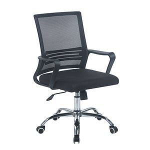 Офис стол Хромиран метал, черна мрежа