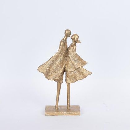 Декорация за маса Скулптура в цвят никел сребро с дървена основа с размери 20х11х60см