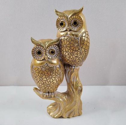 Decorative owls, golden, 10x6x19cm