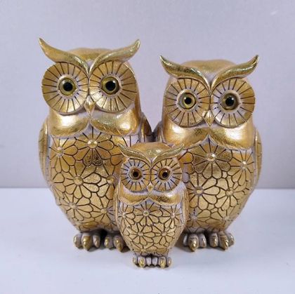 Decorative owls, gold, 16x8.3x15cm