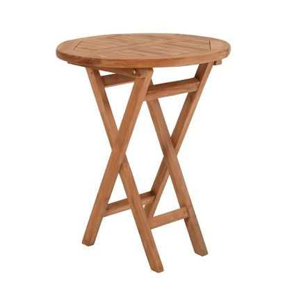 КРЪГЛА ГРАДИНСКА МАСА  WINSTON ТИК МАСИВ НАТУРАЛЕН ЦВЯТ 80X75CM