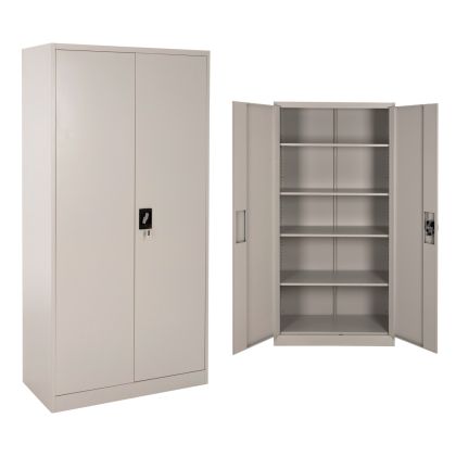 METALLIC WARDROBE HM5959.01 2-WING WITH 5 STORAGE SPACE LIGHT GREY 90Χ40Χ180Hcm.