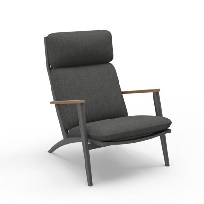 КРЕСЛО ZODIAC SM6213.01 АЛУМИНИЙ-ВЪЖЕ-ОЛЕФИН В ТЪМНО СИВО-ТИКОВО ДЪРВО ПОДЛАКТНИЦИ 76x77,5x97Hcm.