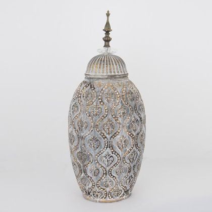 ВАЗА С ПЛОТ, КЕРАМИКА, СИВА, 15,5x20,5x47см