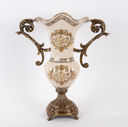 ДЕКОРАТИВНА ФИГУРА Африканка FL240305 ЧЕРНО-ЗЛАТИСТ ЦВЯТ 15x7x31см