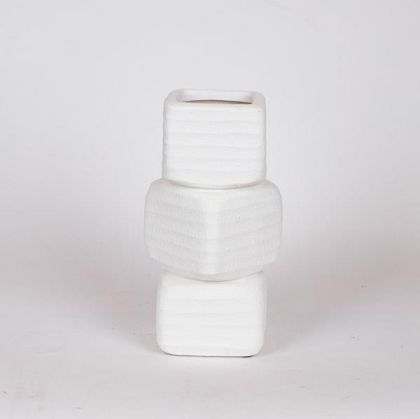 ВАЗА КЕРАМИЧНА, БЯЛА, 15.5x15.5x27.5см