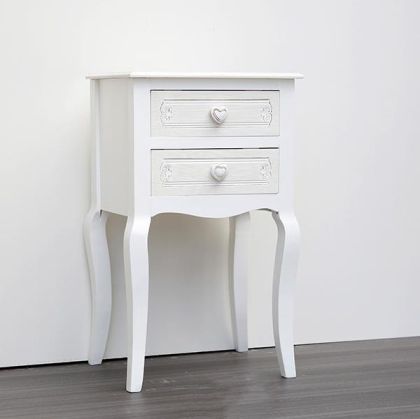 White classic bedside table wood 40x32x67.5cm