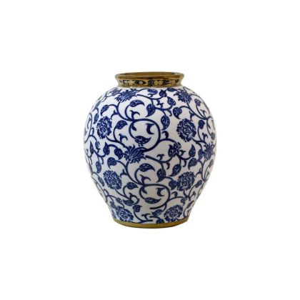 КЕРАМИЧНА ВАЗА МРАМОР СИВО-ЗЛАТИСТА 22.2*11.8*25