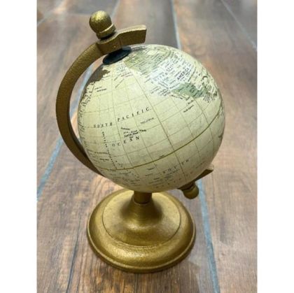 Metal globe, gold-beige, 12.70x22.90cm