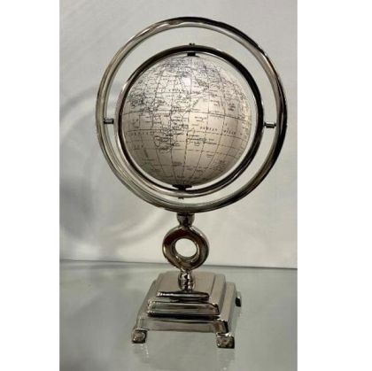 Metal globe, silver, 15.20x38.10cm