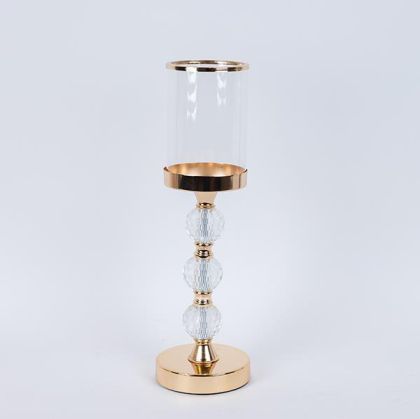 Candlestick, metal, gold, 12x40.5cm