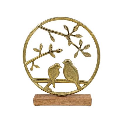 Декорация за маса Скулптура в цвят никел сребро с дървена основа с размери 16х11х65см