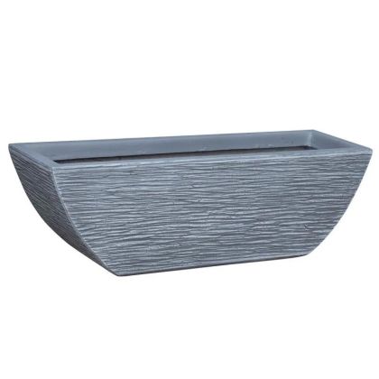 ГОЛЯМА САКСИЯ ОТ ФИБЪРГЛИНА, СВЕТЛО СИВА, С ПОДЛОЖКА ЗА САКСИЯ - 80X30X27СМ